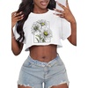 image:imageCrop Tops for Women Casual Short Sleeve T Shirts Summer Basic Top Crew Neck Oversized Cropped Tees 2026White Daisy