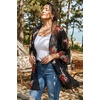 image:imageWomens Floral Print Puff Sleeve Kimono Cardigan Loose Cover Up Casual Blouse Tops 2026A Black Floral
