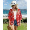 image:imageWomens Floral Print Puff Sleeve Kimono Cardigan Loose Cover Up Casual Blouse Tops 2026Aa Boho Red