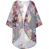 image:imageWomens Floral Print Puff Sleeve Kimono Cardigan Loose Cover Up Casual Blouse Tops 2026Aa Dark Grey