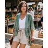 image:imageWomens Floral Print Puff Sleeve Kimono Cardigan Loose Cover Up Casual Blouse Tops 2026Army Green Floral