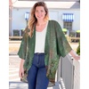 image:imageWomens Floral Print Puff Sleeve Kimono Cardigan Loose Cover Up Casual Blouse Tops 2026Army Green Floral