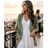 image:imageWomens Floral Print Puff Sleeve Kimono Cardigan Loose Cover Up Casual Blouse Tops 2026Army Green Floral