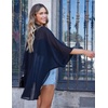 image:imageWomens Floral Print Puff Sleeve Kimono Cardigan Loose Cover Up Casual Blouse Tops 2026B Solid Black