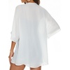 image:imageWomens Floral Print Puff Sleeve Kimono Cardigan Loose Cover Up Casual Blouse Tops 2026B Solid White