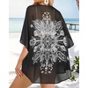 image:imageWomens Floral Print Puff Sleeve Kimono Cardigan Loose Cover Up Casual Blouse Tops 2026Black