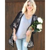 image:imageWomens Floral Print Puff Sleeve Kimono Cardigan Loose Cover Up Casual Blouse Tops 2026Black
