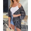 image:imageWomens Floral Print Puff Sleeve Kimono Cardigan Loose Cover Up Casual Blouse Tops 2026Black Brief Flowers