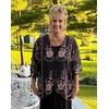 image:imageWomens Floral Print Puff Sleeve Kimono Cardigan Loose Cover Up Casual Blouse Tops 2026Black Vintage Flower