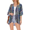 image:imageWomens Floral Print Puff Sleeve Kimono Cardigan Loose Cover Up Casual Blouse Tops 2026Blue Purple Bohemia Print