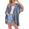 image:imageWomens Floral Print Puff Sleeve Kimono Cardigan Loose Cover Up Casual Blouse Tops 2026Blue Purple Bohemia Print