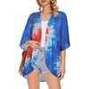 image:imageWomens Floral Print Puff Sleeve Kimono Cardigan Loose Cover Up Casual Blouse Tops 2026Blue Red Tie Dye