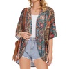 image:imageWomens Floral Print Puff Sleeve Kimono Cardigan Loose Cover Up Casual Blouse Tops 2026Bohemia Print