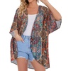 image:imageWomens Floral Print Puff Sleeve Kimono Cardigan Loose Cover Up Casual Blouse Tops 2026Bohemia Print