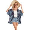 image:imageWomens Floral Print Puff Sleeve Kimono Cardigan Loose Cover Up Casual Blouse Tops 2026Boho Purple
