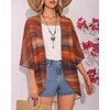 image:imageWomens Floral Print Puff Sleeve Kimono Cardigan Loose Cover Up Casual Blouse Tops 2026Brown Abstract Pattern