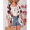 image:imageWomens Floral Print Puff Sleeve Kimono Cardigan Loose Cover Up Casual Blouse Tops 2026Brown Apricot Ink Print