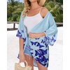 image:imageWomens Floral Print Puff Sleeve Kimono Cardigan Loose Cover Up Casual Blouse Tops 2026Butterflies on Blue