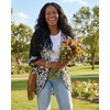 image:imageWomens Floral Print Puff Sleeve Kimono Cardigan Loose Cover Up Casual Blouse Tops 2026C Black Flower