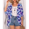image:imageWomens Floral Print Puff Sleeve Kimono Cardigan Loose Cover Up Casual Blouse Tops 2026Colorful Coconut Tree