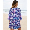 image:imageWomens Floral Print Puff Sleeve Kimono Cardigan Loose Cover Up Casual Blouse Tops 2026Colorful Coconut Tree