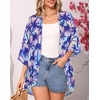 image:imageWomens Floral Print Puff Sleeve Kimono Cardigan Loose Cover Up Casual Blouse Tops 2026Colorful Coconut Tree