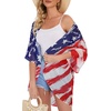image:imageWomens Floral Print Puff Sleeve Kimono Cardigan Loose Cover Up Casual Blouse Tops 2026Dark Navy Flag