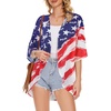 image:imageWomens Floral Print Puff Sleeve Kimono Cardigan Loose Cover Up Casual Blouse Tops 2026Dark Navy Flag