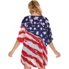 image:imageWomens Floral Print Puff Sleeve Kimono Cardigan Loose Cover Up Casual Blouse Tops 2026Dark Navy Flag