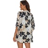 image:imageWomens Floral Print Puff Sleeve Kimono Cardigan Loose Cover Up Casual Blouse Tops 2026Dasiy Khaki
