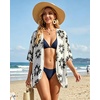 image:imageWomens Floral Print Puff Sleeve Kimono Cardigan Loose Cover Up Casual Blouse Tops 2026Dasiy White