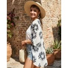 image:imageWomens Floral Print Puff Sleeve Kimono Cardigan Loose Cover Up Casual Blouse Tops 2026Dasiy White