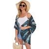 image:imageWomens Floral Print Puff Sleeve Kimono Cardigan Loose Cover Up Casual Blouse Tops 2026Firefly Blue Print