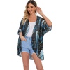 image:imageWomens Floral Print Puff Sleeve Kimono Cardigan Loose Cover Up Casual Blouse Tops 2026Firefly Blue Print