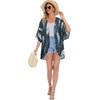 image:imageWomens Floral Print Puff Sleeve Kimono Cardigan Loose Cover Up Casual Blouse Tops 2026Firefly Blue Print