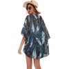image:imageWomens Floral Print Puff Sleeve Kimono Cardigan Loose Cover Up Casual Blouse Tops 2026Firefly Blue Print