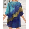 image:imageWomens Floral Print Puff Sleeve Kimono Cardigan Loose Cover Up Casual Blouse Tops 2026Gloden Blue