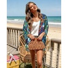image:imageWomens Floral Print Puff Sleeve Kimono Cardigan Loose Cover Up Casual Blouse Tops 2026Green