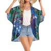 image:imageWomens Floral Print Puff Sleeve Kimono Cardigan Loose Cover Up Casual Blouse Tops 2026Green