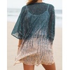 image:imageWomens Floral Print Puff Sleeve Kimono Cardigan Loose Cover Up Casual Blouse Tops 2026Grey Coral