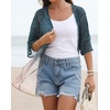 image:imageWomens Floral Print Puff Sleeve Kimono Cardigan Loose Cover Up Casual Blouse Tops 2026Grey Coral