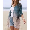 image:imageWomens Floral Print Puff Sleeve Kimono Cardigan Loose Cover Up Casual Blouse Tops 2026Grey Coral
