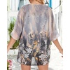 image:imageWomens Floral Print Puff Sleeve Kimono Cardigan Loose Cover Up Casual Blouse Tops 2026Grey Gold Floral