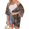 image:imageWomens Floral Print Puff Sleeve Kimono Cardigan Loose Cover Up Casual Blouse Tops 2026Leopard Print