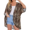 image:imageWomens Floral Print Puff Sleeve Kimono Cardigan Loose Cover Up Casual Blouse Tops 2026Leopard Print