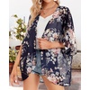 image:imageWomens Floral Print Puff Sleeve Kimono Cardigan Loose Cover Up Casual Blouse Tops 2026Navy Blove