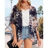 image:imageWomens Floral Print Puff Sleeve Kimono Cardigan Loose Cover Up Casual Blouse Tops 2026Navy Blove