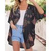 image:imageWomens Floral Print Puff Sleeve Kimono Cardigan Loose Cover Up Casual Blouse Tops 2026Orange Black