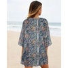 image:imageWomens Floral Print Puff Sleeve Kimono Cardigan Loose Cover Up Casual Blouse Tops 2026Orange Boho