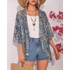 image:imageWomens Floral Print Puff Sleeve Kimono Cardigan Loose Cover Up Casual Blouse Tops 2026Orange Boho